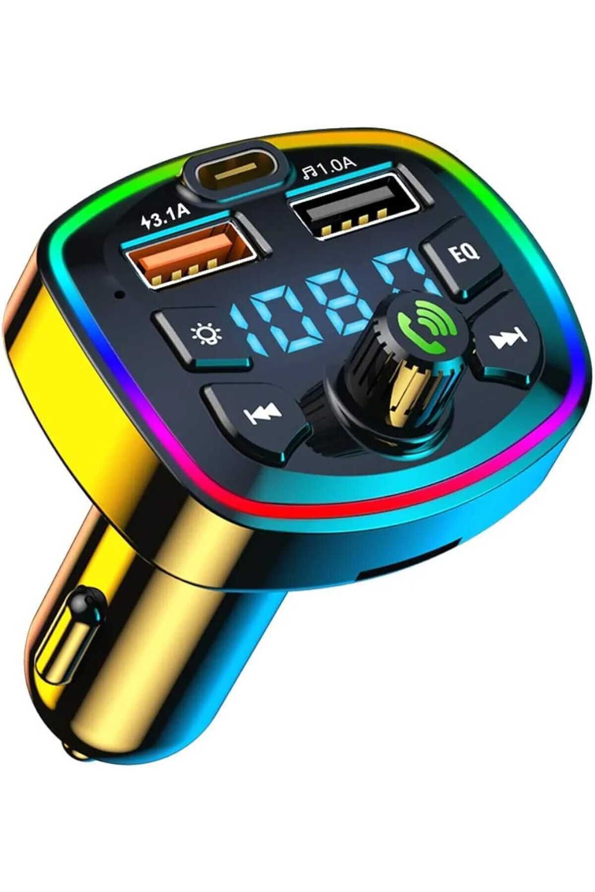 Araç Fm Transmitter Bluetooth 5.0 Usb Sd Card Müzik Oto Aksesuar Oto Çakmaklık Şarj