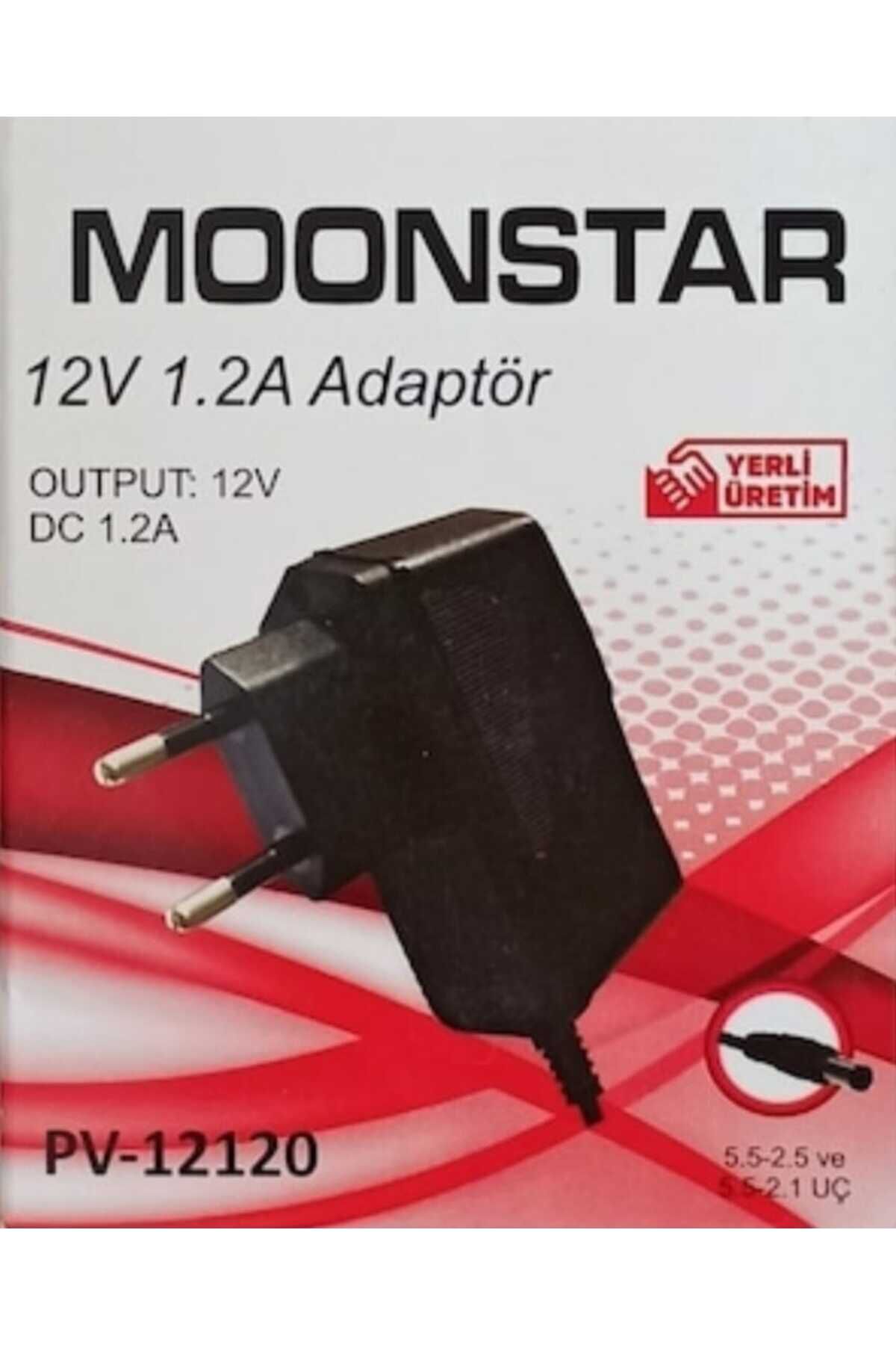 12 Volt 1.2 Amper ( 5.5-2.5 Ve 5.5-2.1 Uç ) Moonstar piriz tipi Adaptörü