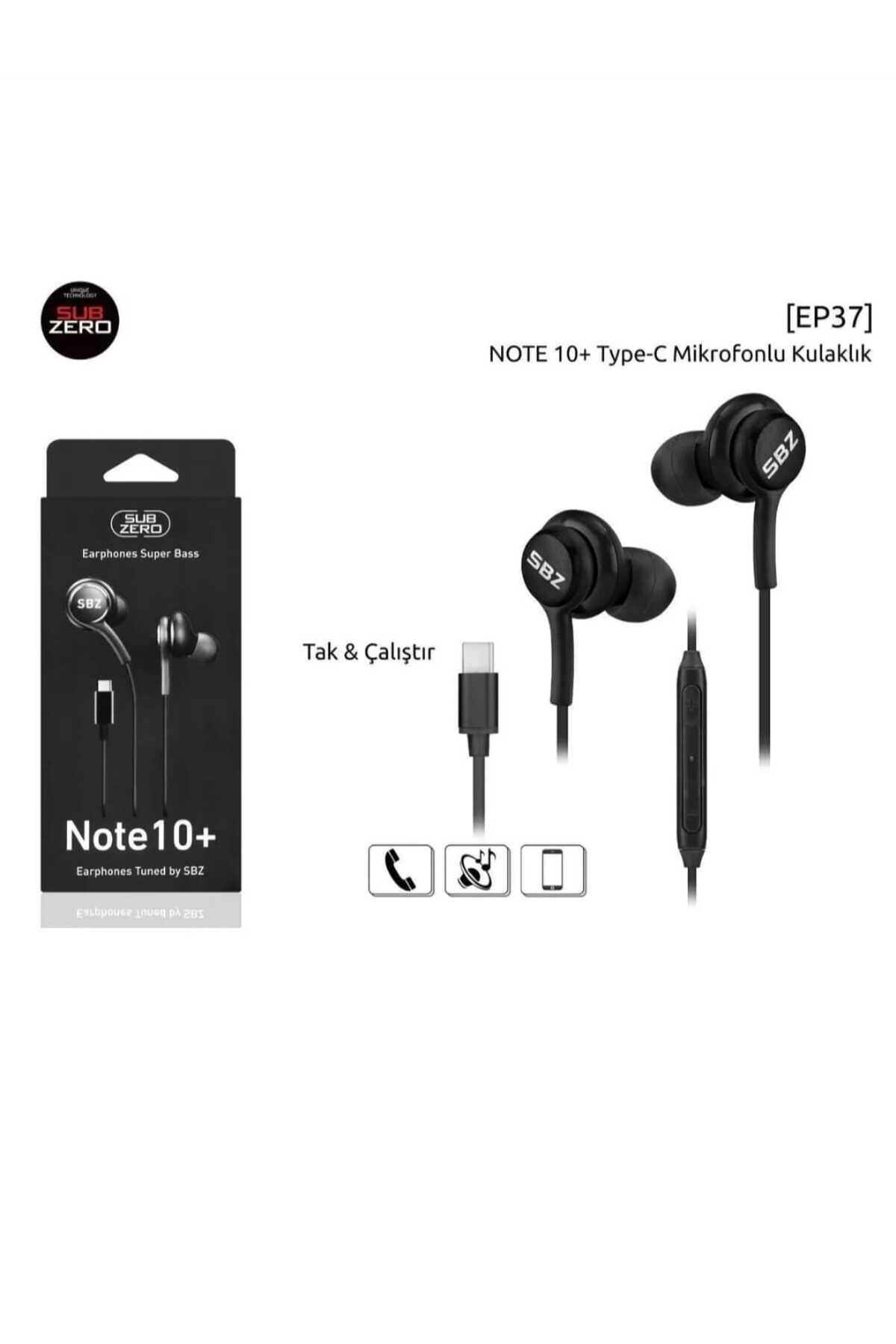 Samsung Galaxy Note 10 (PLUS) Uyumlu Type-c Tüm Telefonlarla Uyumlu MikrofonluKABLOLU KULAKLIK SİYAH