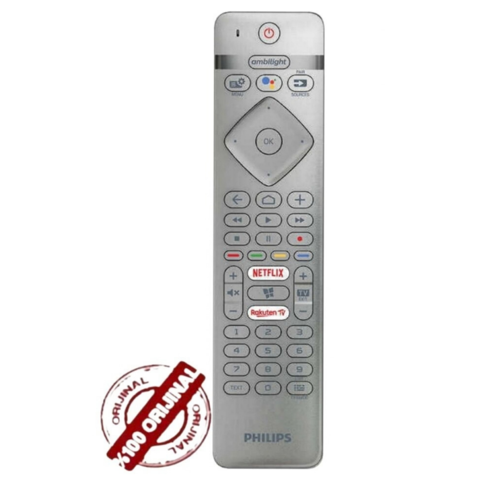 PHILIPS GRİ SESLİ KOMUTLU AMBİLİGHT  TUŞLU TV KUMANDASI ORJİNAL PUS OLED UYULU RC4154403/01R