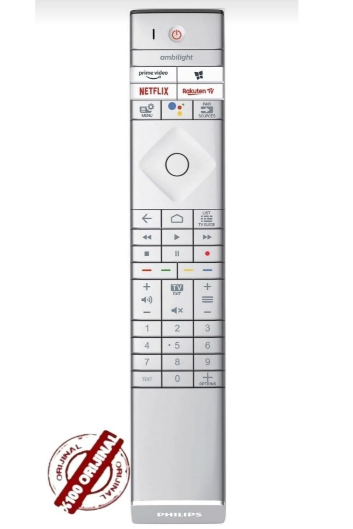 Philips Gri Deri Kaplamalı Işıklı Ses Komutlu OLED+ 9 OLED 8 Serisi MiniLED Uyumlu OLED936 OLED935 OLED907 OLED806 PUS9435 PML9506 ORJİNAL KUMANDA Görsel