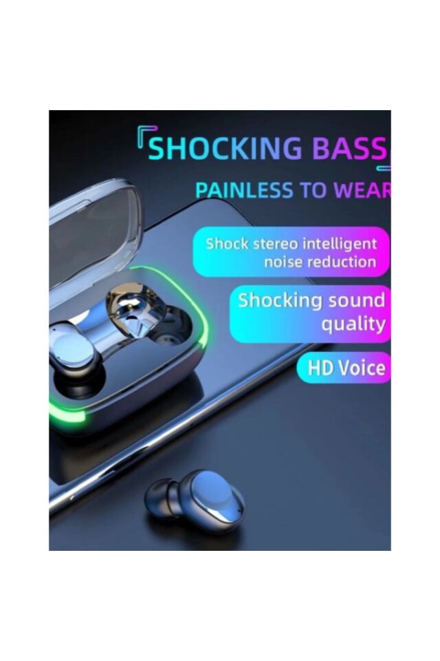 E-mipods Işıklı Earbuds Basic Çift Mikrofonlu Kablosuz Bluetooth Kulaklık