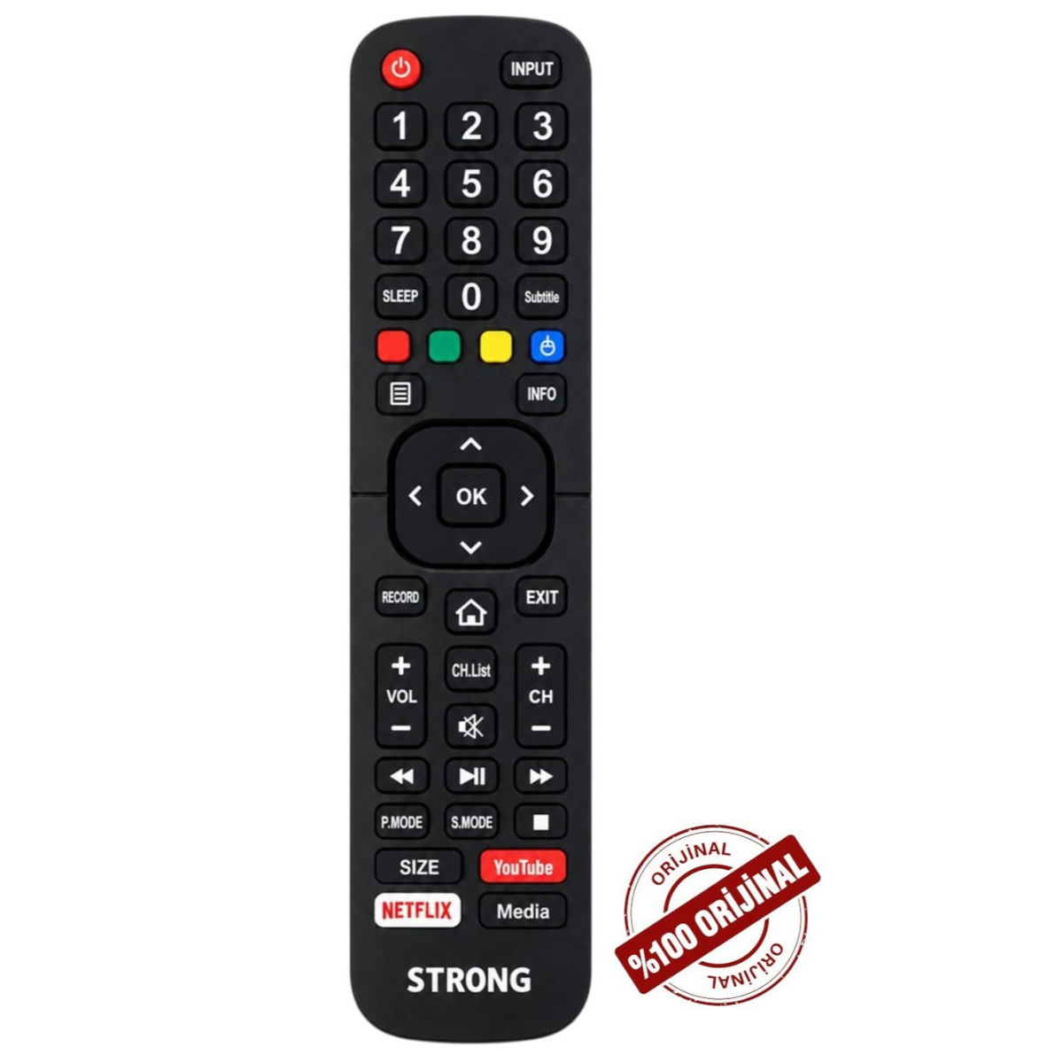 Strong ORJİNAL Smart Android TV Kumandası 32RS2000 43RS4000 50RS8000 55RS8000 CV32ES2000 MT32ES2000F MT43ES4000 Netflix YouTube Tuşlu