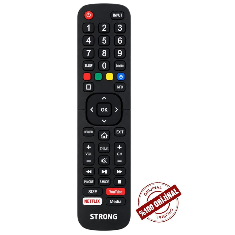 Strong ORJİNAL Smart Android TV Kumandası 32RS2000 43RS4000 50RS8000 55RS8000 CV32ES2000 MT32ES2000F MT43ES4000 Netflix YouTube Tuşlu