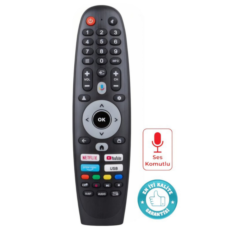 Strong Ses Komutlu Bluetooth Google TV Kumandası EG4000 EG8000 QLED Netflix YouTube Prime Video Disney+