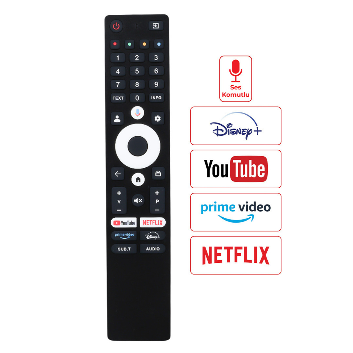 Strong Ses Komutlu Bluetooth Google TV Kumandası EG2000 EG4000 EG8000 Netflix YouTube Prime Video Disney+
