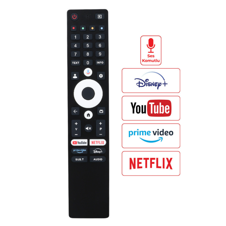 Strong Ses Komutlu Bluetooth Google TV Kumandası EG2000 EG4000 EG8000 Netflix YouTube Prime Video Disney+