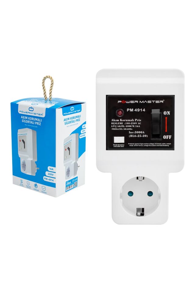 Powermaster Pm-4914 220 Volt 16 Amper Tekli Akım Korumalı Sigortalı Priz