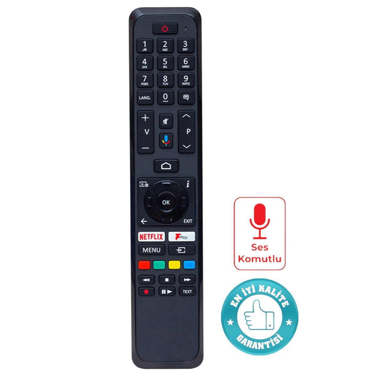 Telefunken 55TU9070UA 55TU7570UA 55TU9080UA Ses Komutlu TV Kumandası Netflix Play Mikrofon Tuşlu