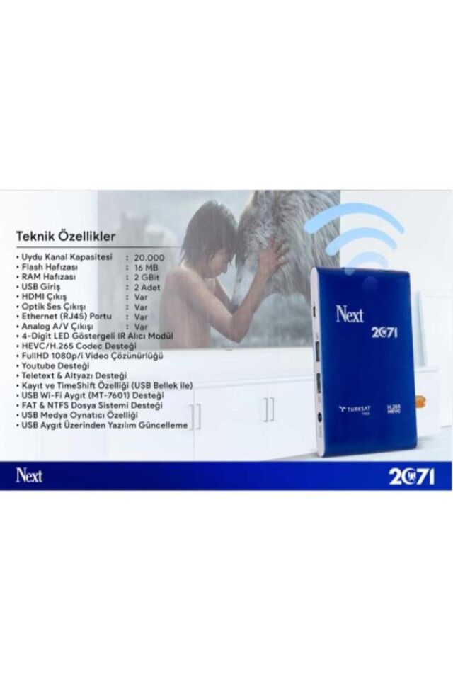 2071 Hd H 265 Çanaksız Internet Tv Mini Uydu Alıcısı+ 7601 wifi aparatı Hediyeli