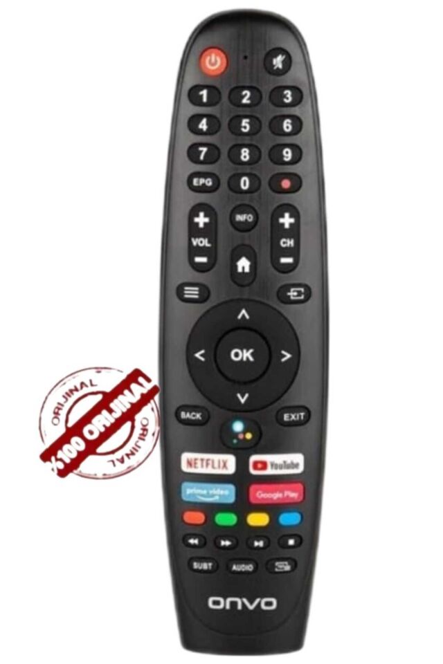 Onvo Netflix YouTube Prime Video ve Google Play Tuşlu Ses Komutlu ORJİNAL Akıllı TV Kumandası Görsel