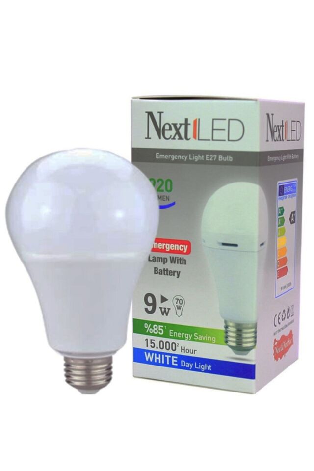 Nextled E27 9w Şarjlı Led Ampul 920 Lumen Beyaz