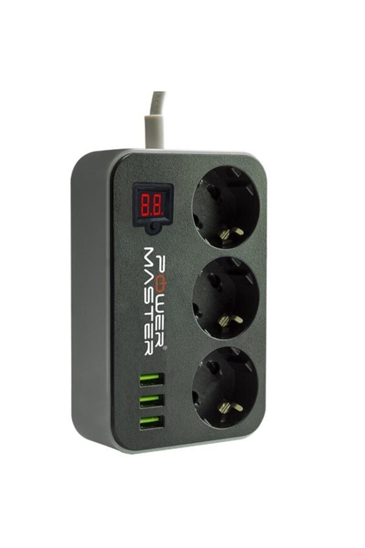 Powermaster Pm-18530 3 Usb Çıkışlı 3'lü 10a-2500 W 1.8 Metre Kablolu Akım Korumalı Priz