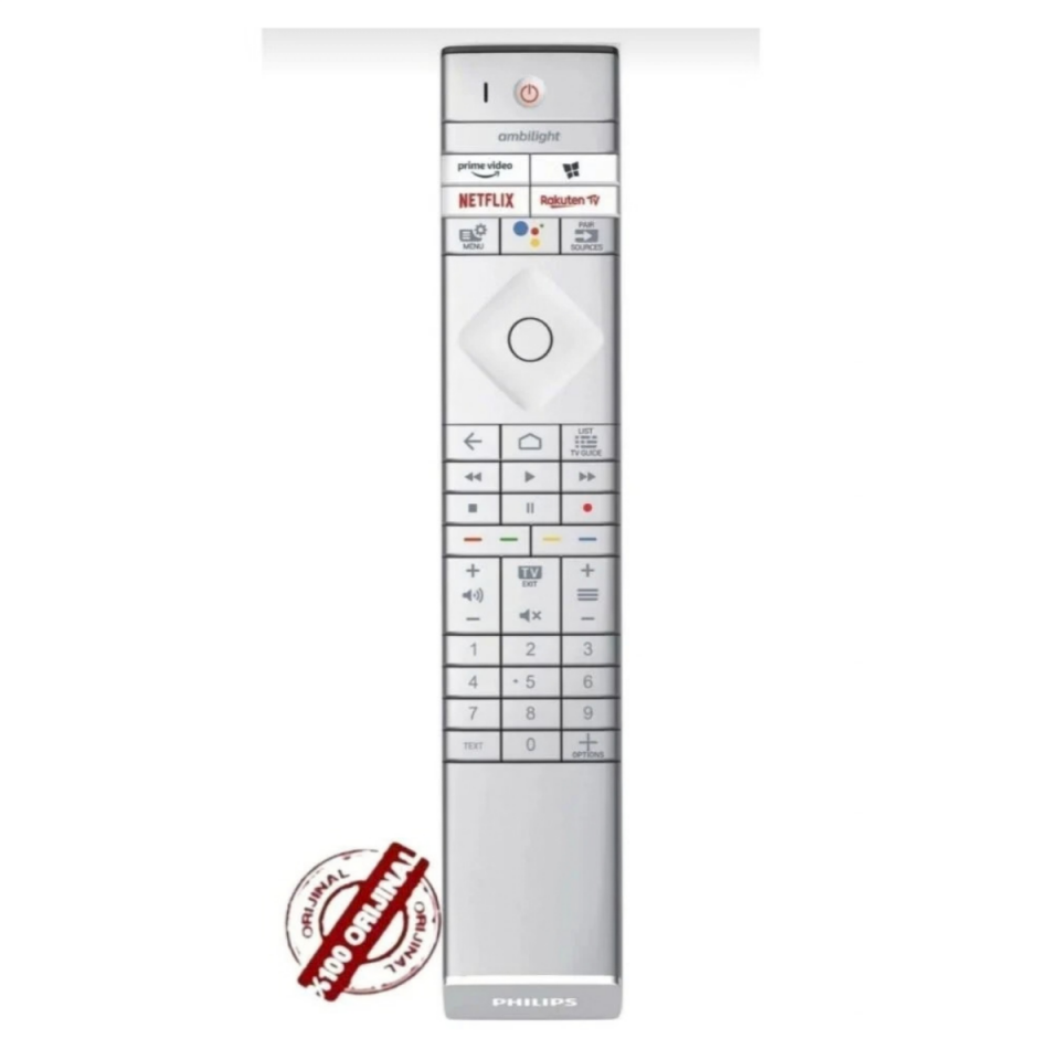 Philips Gri Deri Kaplamalı Işıklı Ses Komutlu OLED+ 9 OLED 8 Serisi MiniLED Uyumlu OLED936 OLED935 OLED907 OLED806 PUS9435 PML9506 ORJİNAL KUMANDA