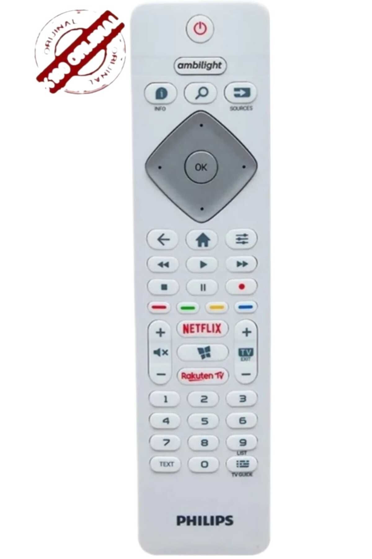 Ambilight Netflix-Rakuten Tuşlu Beyaz 4797 LCD- LED TV Kumanda (ORJİNAL)