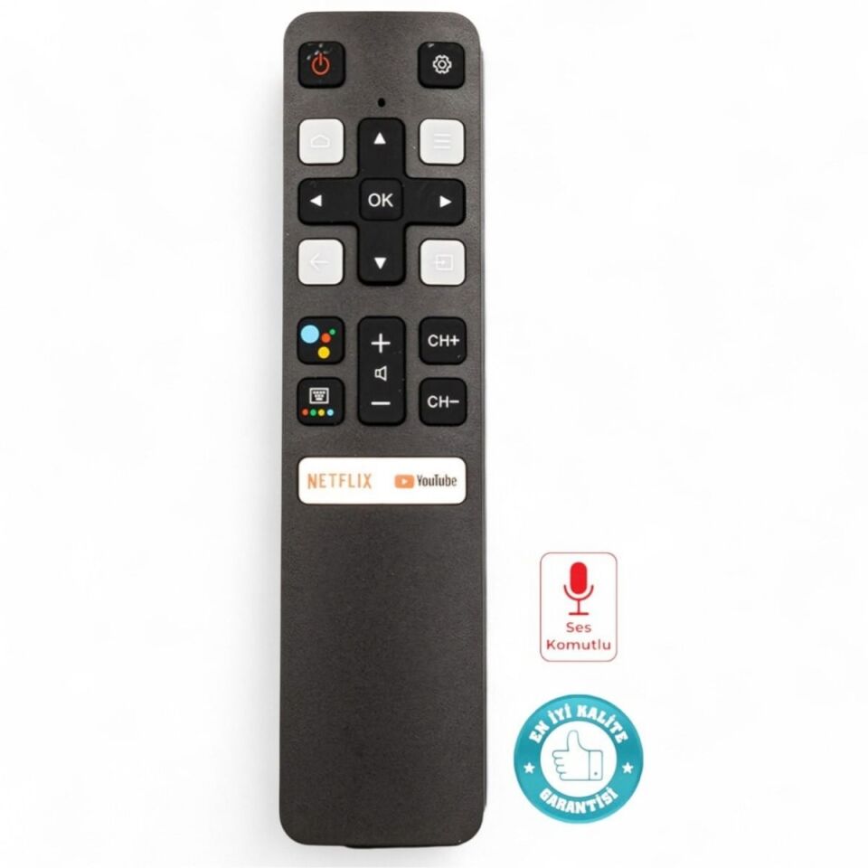 TCL RC802V FNR1 Ses Komutlu Android Google Smart TV Kumandası 40S330 32S330 P8S Uyumlu