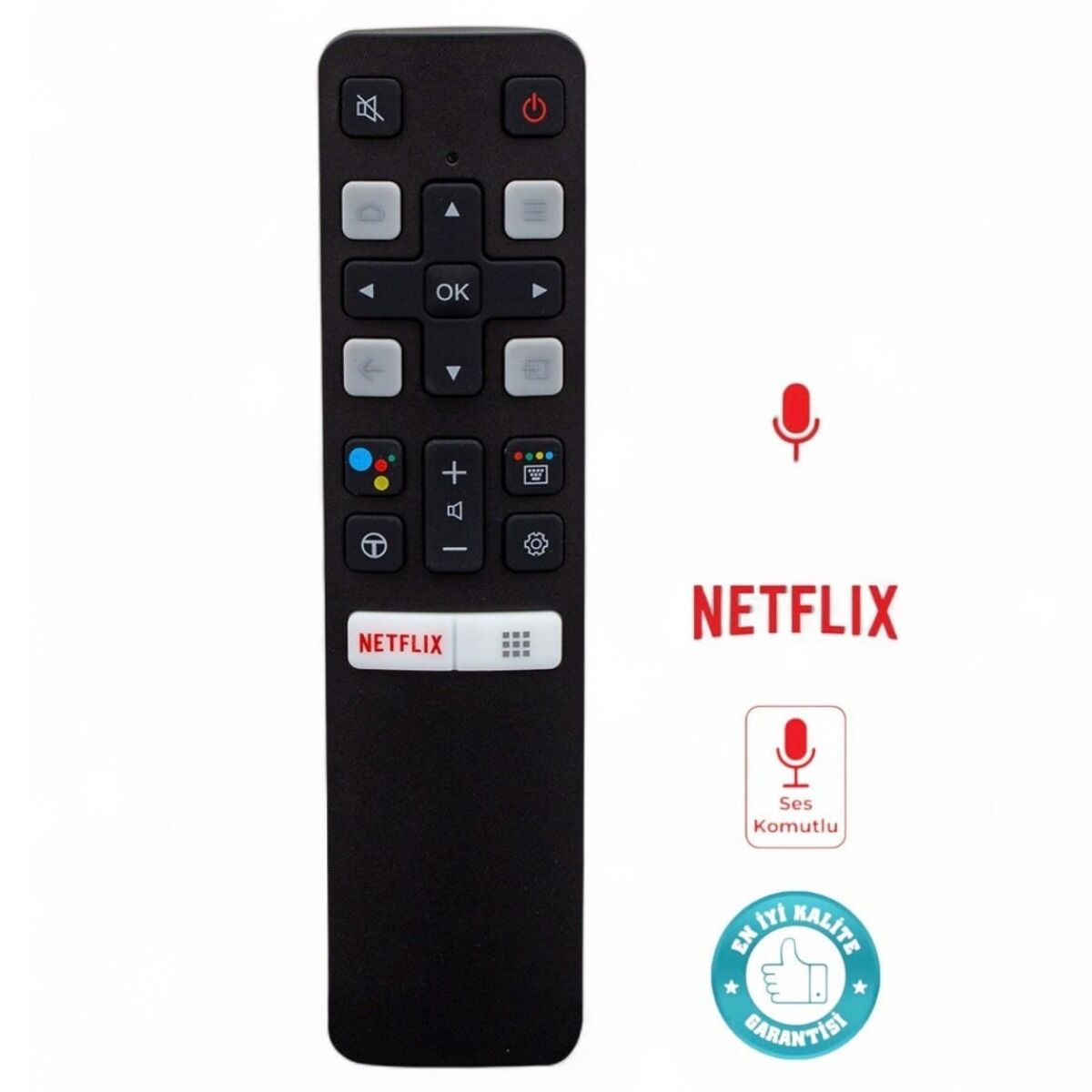 TCL RC802V FMR1 Ses Komutlu Android Google Smart TV Kumandası 32S615 40S6500 P8M Uyumlu